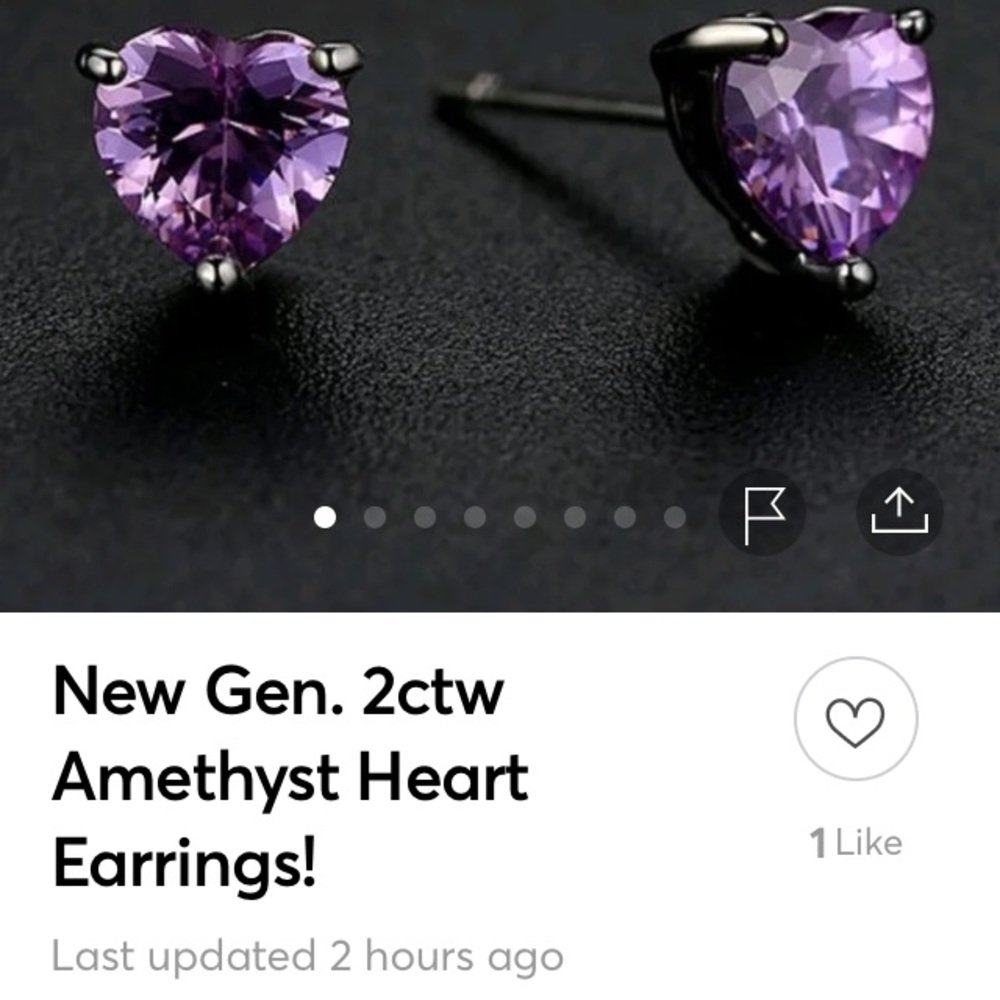 Amethyst earrings heart shaped